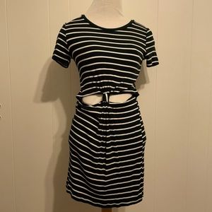 Green and White striped dress with tied front